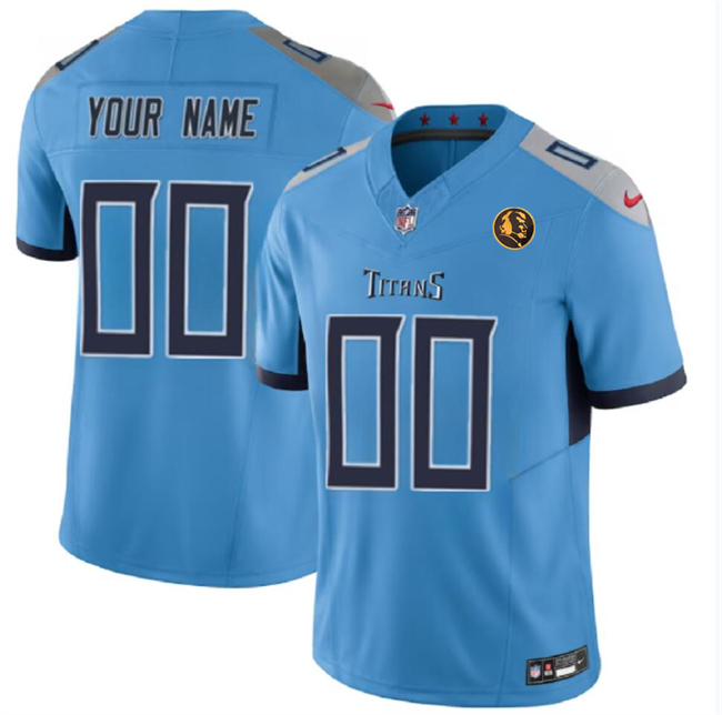 Men's Tennessee Titans Active Player Custom Blue 2023 F.U.S.E. With John Madden Patch Vapor Limited Football Stitched Jersey